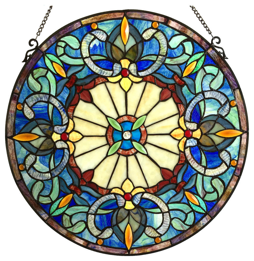 Chloe Lighting Frances Tiffany-Glass Victorian Window Panel, 22"