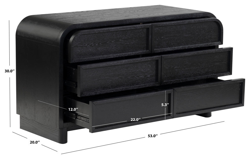 Safavieh Couture Dinah 6 Drawer Wood Dresser, Black