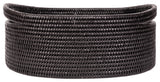 Artifacts Rattan Oval Basket With Cutout Handles, Tudor Black