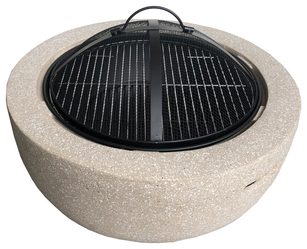 17'' H x 24'' W Polyresin Wood Burning Outdoor Fire Pit