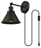 1 Light Black Plug, Wall Sconce