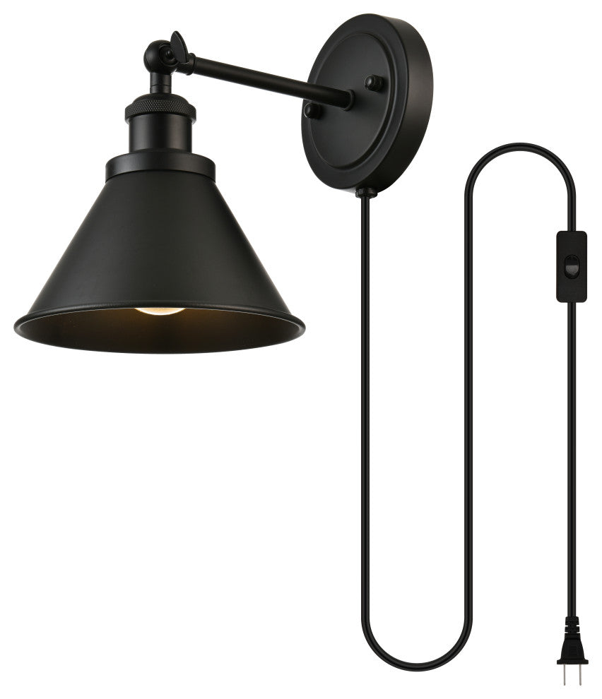 1 Light Black Plug, Wall Sconce
