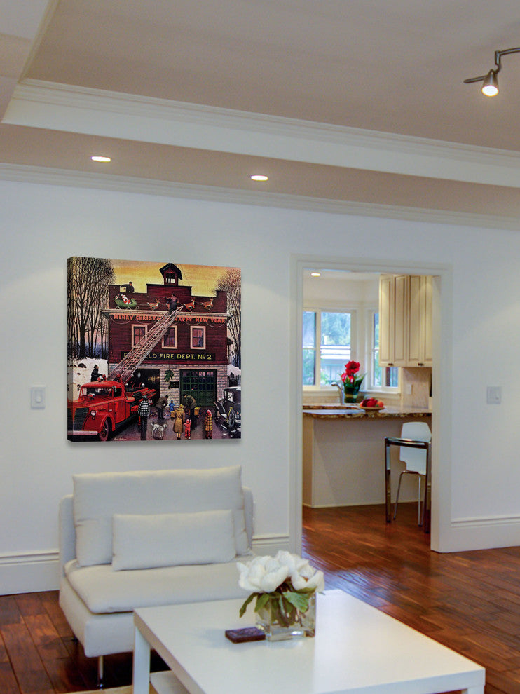 "Christmas at the Fire Station" Print on Canvas by Stevan Dohanos