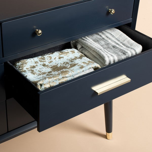Safavieh Couture Madden Retro Dresser, Navy/Brass