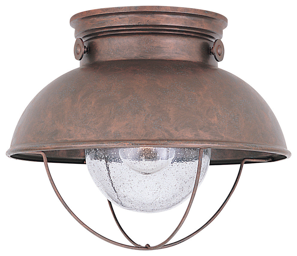 Generation Lighting Lighting 1-Light Outdoor Flush Mount, Weathered Copper