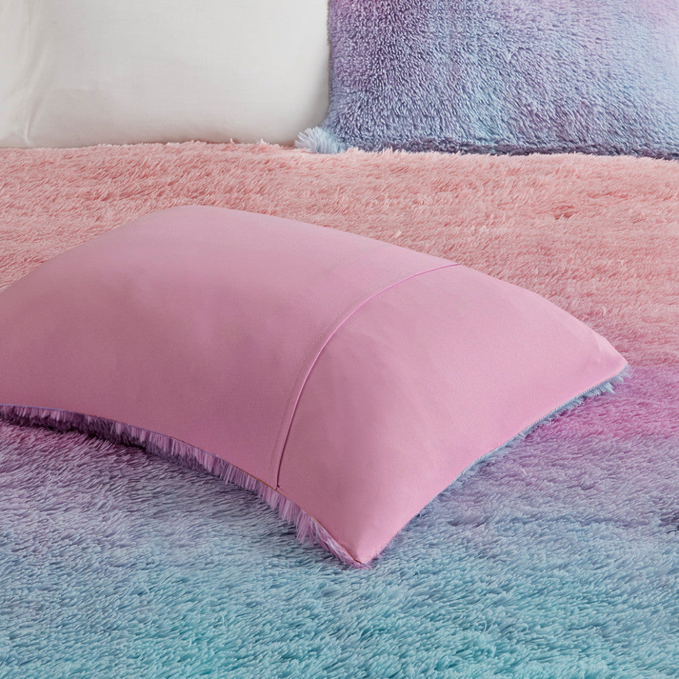 Mi Zone Primrose Ombre Shaggy Faux Fur Comforter Set, Purple Multi