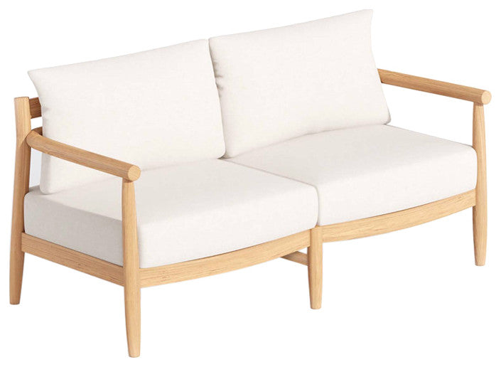 Lido Loveseat, Teak, Bliss Linen Cushion Set