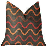 Serenity Flow Gray and Orange Luxury Throw Pillow, 26"x26"