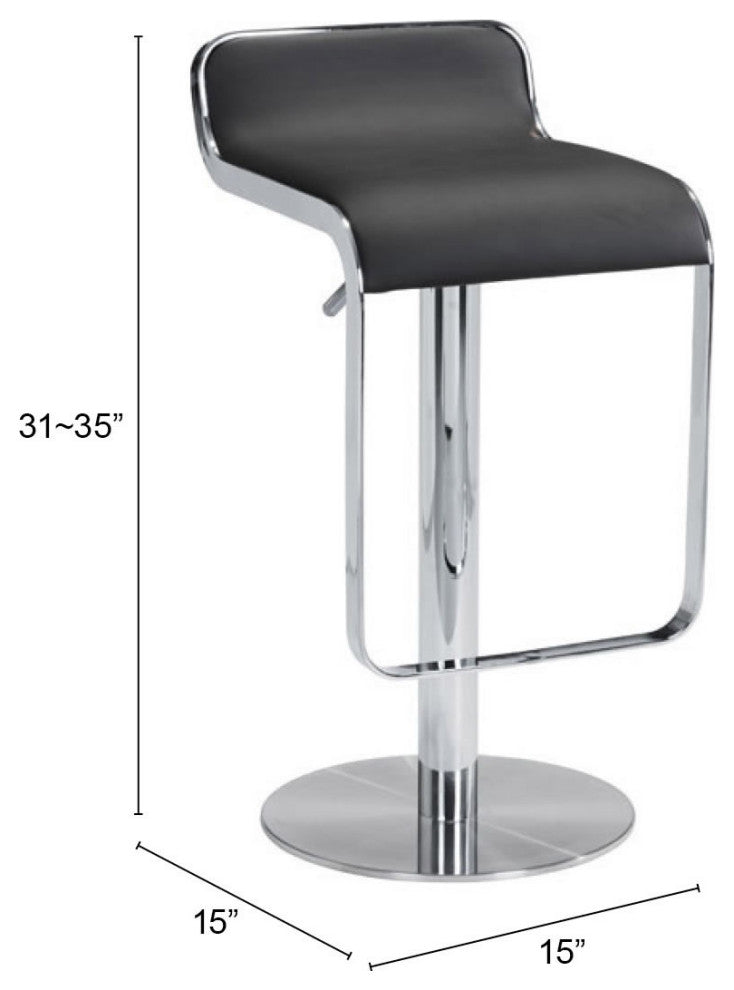 Bar Stool Chair Barstool, Faux Vinyl Leather, Steel, Black, Chrome, Cafe Bistro