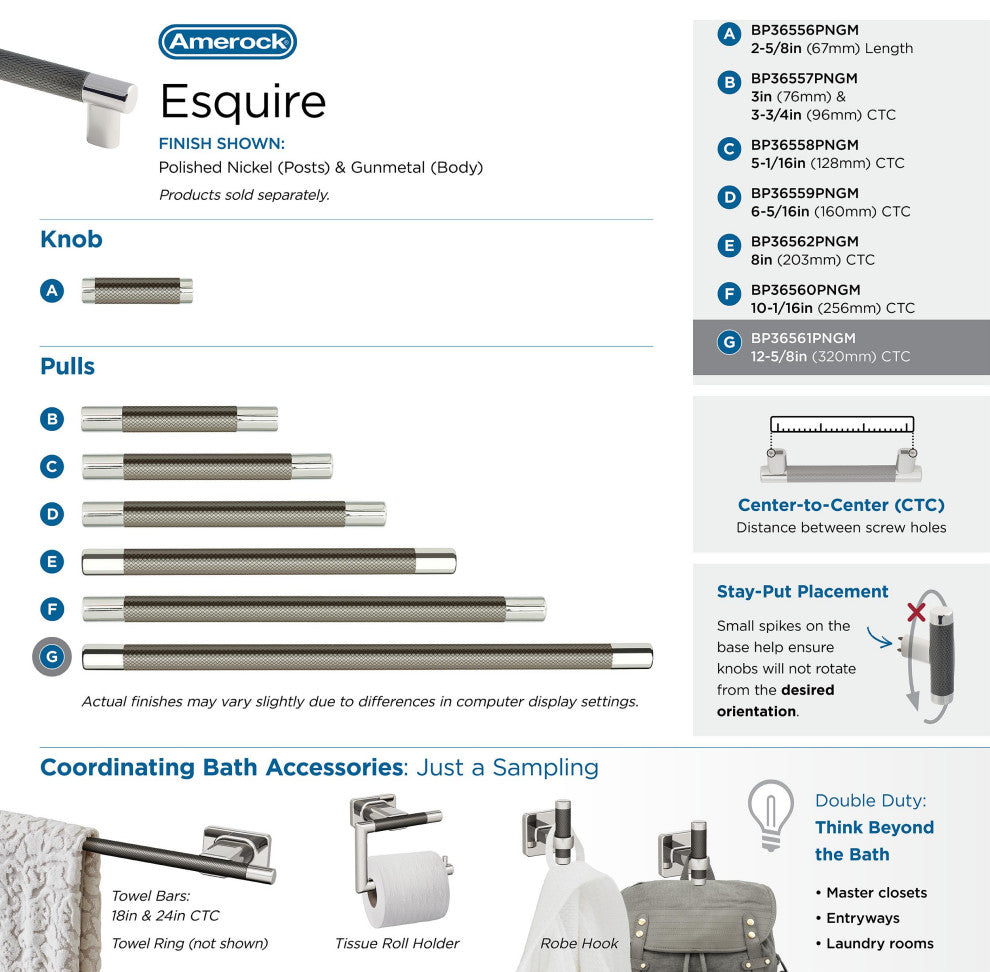 Amerock BP36561 Bronx 12-5/8 Inch Center to Center Bar Cabinet - Polished