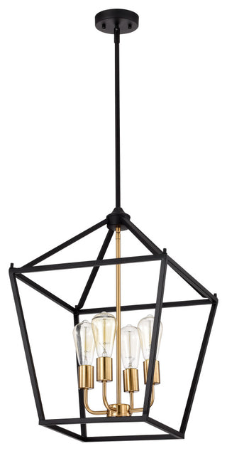 CHLOE Lighting IRONCLAD Industrial 4-Light Textured Black Inverted Pendant