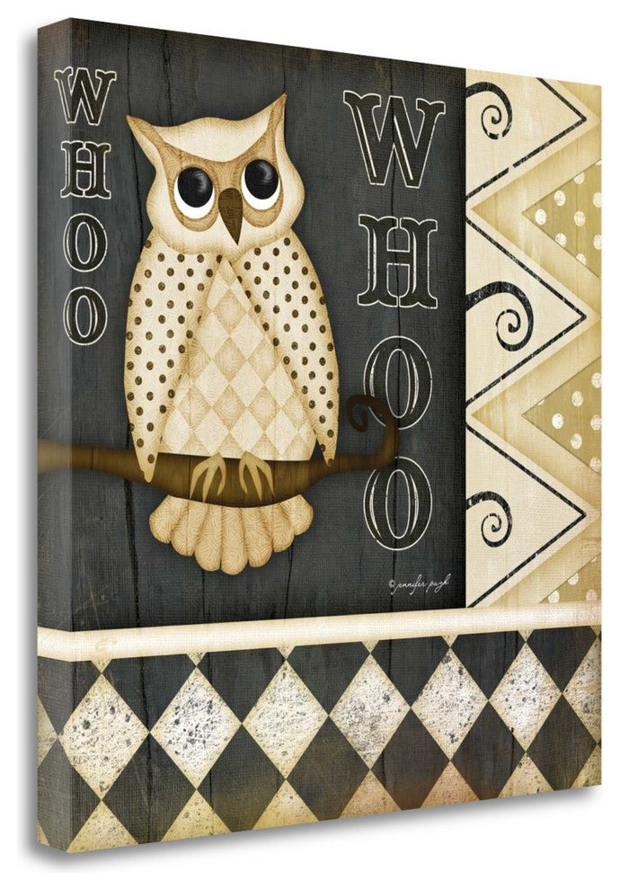 "Whoo Owl" By Jennifer Pugh, Giclee Print on Gallery Wrap Canvas, Ready to Hang