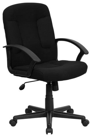 Mid-Back Black Fabric Executive Swivel Chair With Nylon Arms