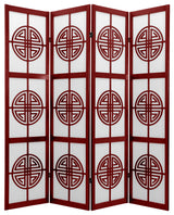6' Tall Long Life Shoji Screen, 4 Panel, Rosewood