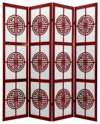 6' Tall Long Life Shoji Screen, 4 Panel, Rosewood