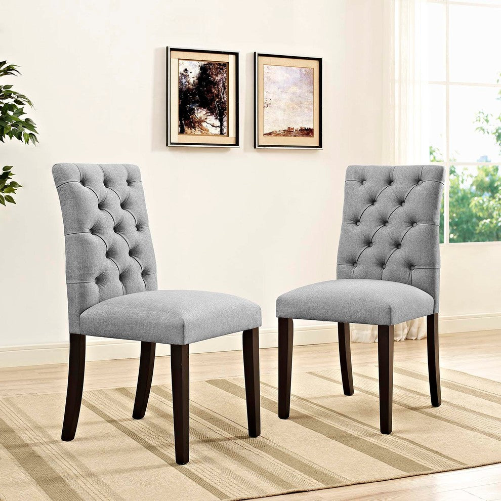 Light Gray Duchess Dining Chair Fabric Set of 2
