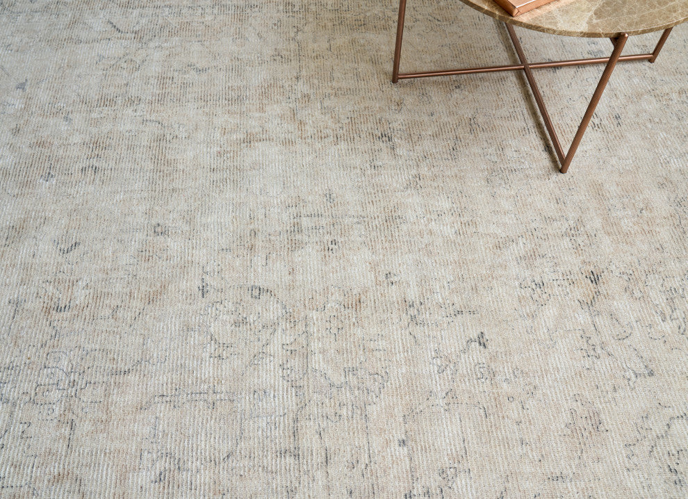 Tuscany Handmade Hand Loomed Wool and Bamboo Silk Light Beige Area Rug