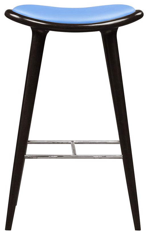 Lucio Oval Stool, Cappuccino with blue PU