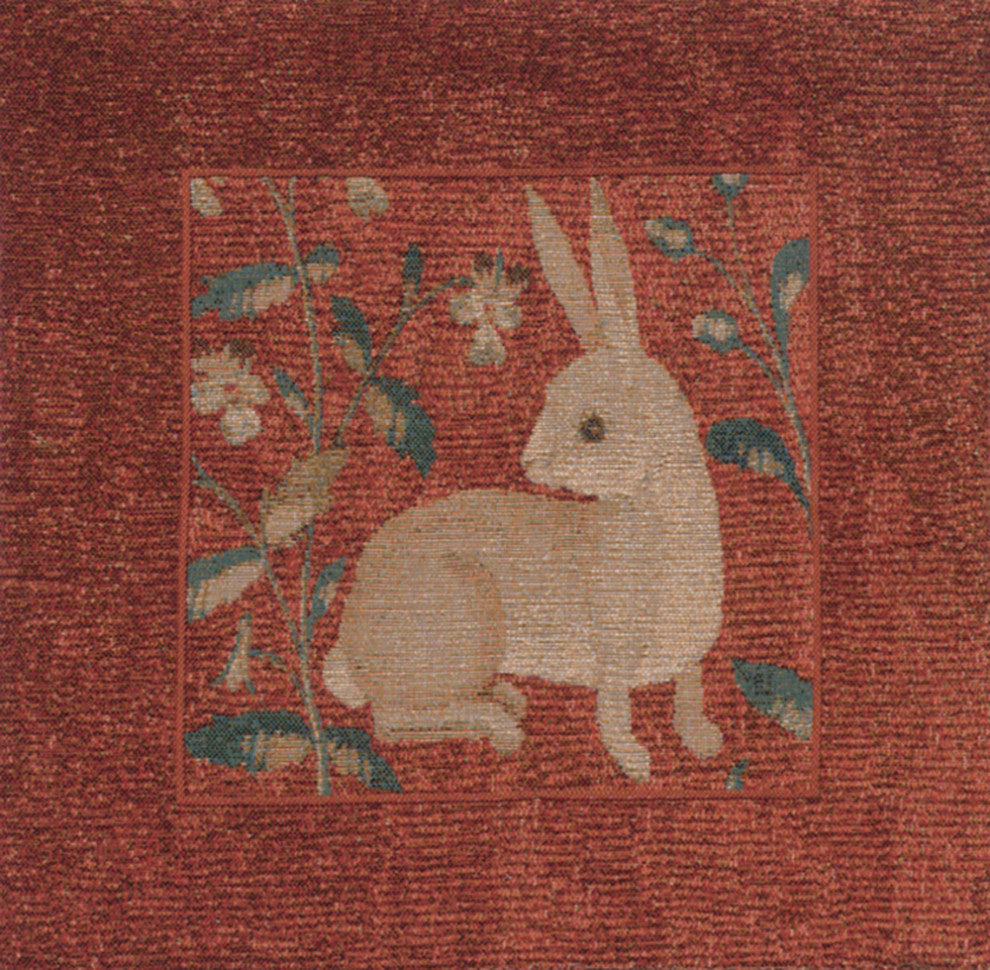 Sitting Rabbit in Red European Cushion Cover