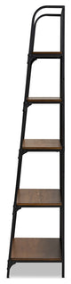 Rustic Distressed Wood and Black Metal Finished 2-Tier Living Room Ladder Shelf
