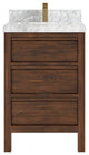 Elizabeth 24 Single Sink Bath Vanity in Dark Walnut Teak 2" Carrara Marble
