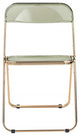 LeisureMod Lawrence Acrylic Folding Chair With Gold Metal Frame, Set of 4