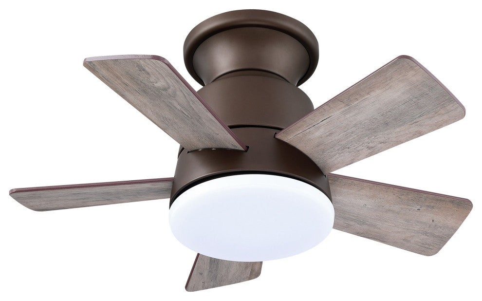 24 in Dimmable Flush Mounted Ceiling fan With 5 Blades and Remote, Bronze