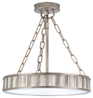Middlebury, Three Light Round Semi Flush, Historic Nickel Finish, Glass Shade