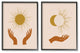 Boho Chic Hands Embracing Enlightened Eclipsed Sky , 2pc, each 11 x 14