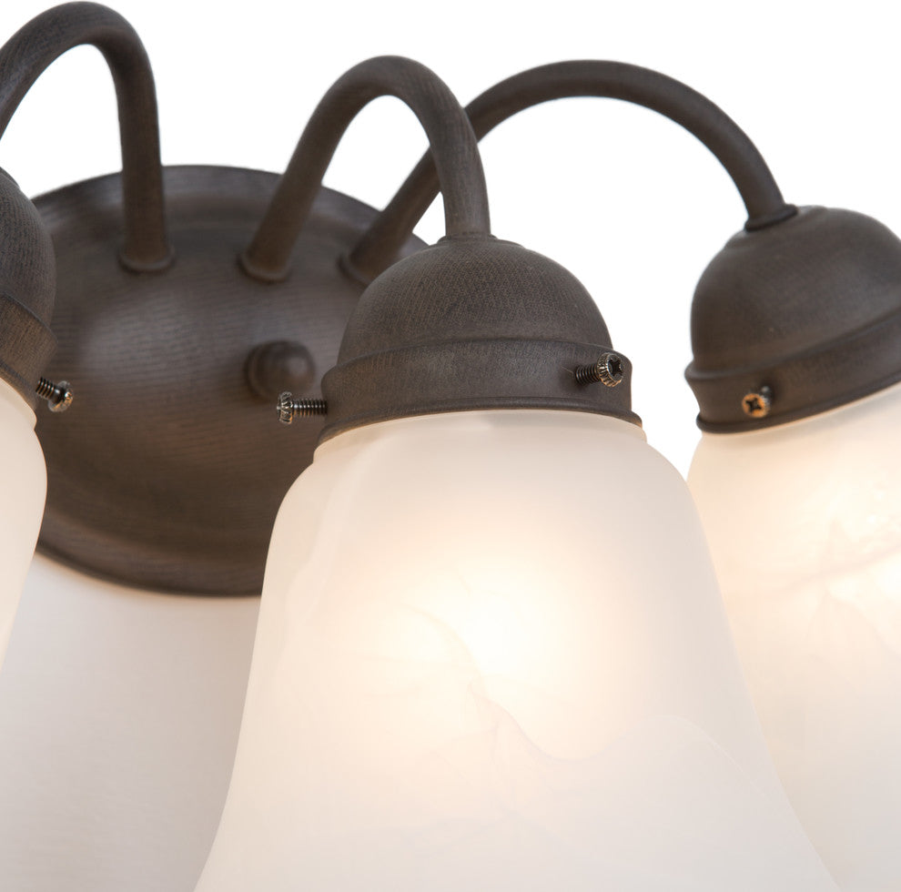 3-Lights Vanity, Dark Brown And Satin Nickel Finish, Dark Brown Frame