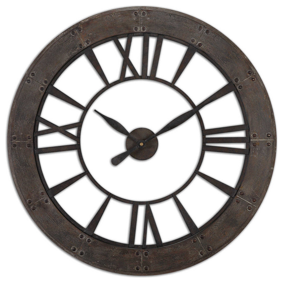 Uttermost 06085 Ronan 40" Diameter Rustic Farmhouse Quartz - Rustic Bronze