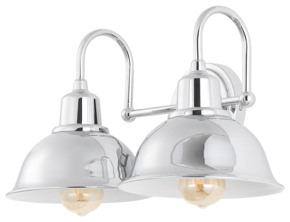 Frisco Farmhouse Industrial Iron LED Vanity, Chrome, 2-Light