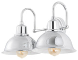Frisco Farmhouse Industrial Iron LED Vanity, Chrome, 2-Light
