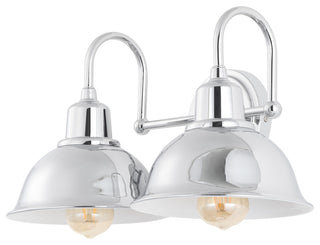 Frisco Farmhouse Industrial Iron LED Vanity, Chrome, 2-Light