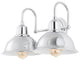 Frisco Farmhouse Industrial Iron LED Vanity, Chrome, 2-Light