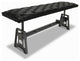 Industrial Dining Bench Seat - Cast Iron Base - Adjustable Black Leather Top