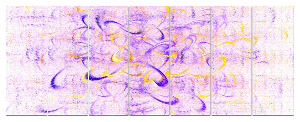 Light Purple Watercolor Fractal Art, Abstract Art on Canvas, 83"x32", 7 Panels