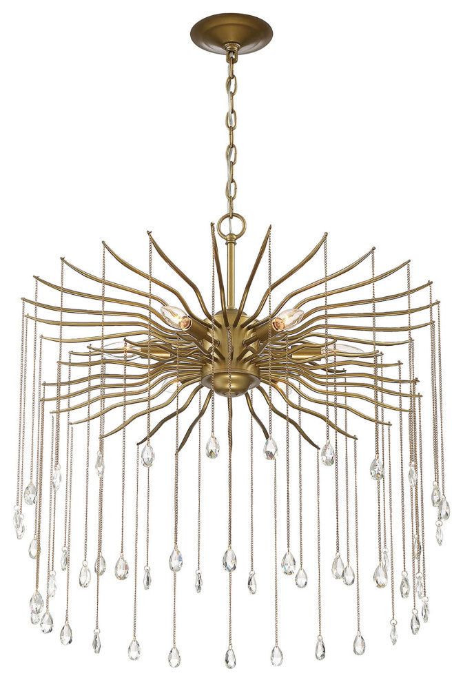 Lark 6-Light Round Statement Brass and Crystal Chandelier