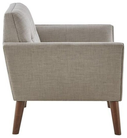 Maklaine 31.5" Mid-Century Fabric and Solid Wood Lounge Chair in Gray/Pecan