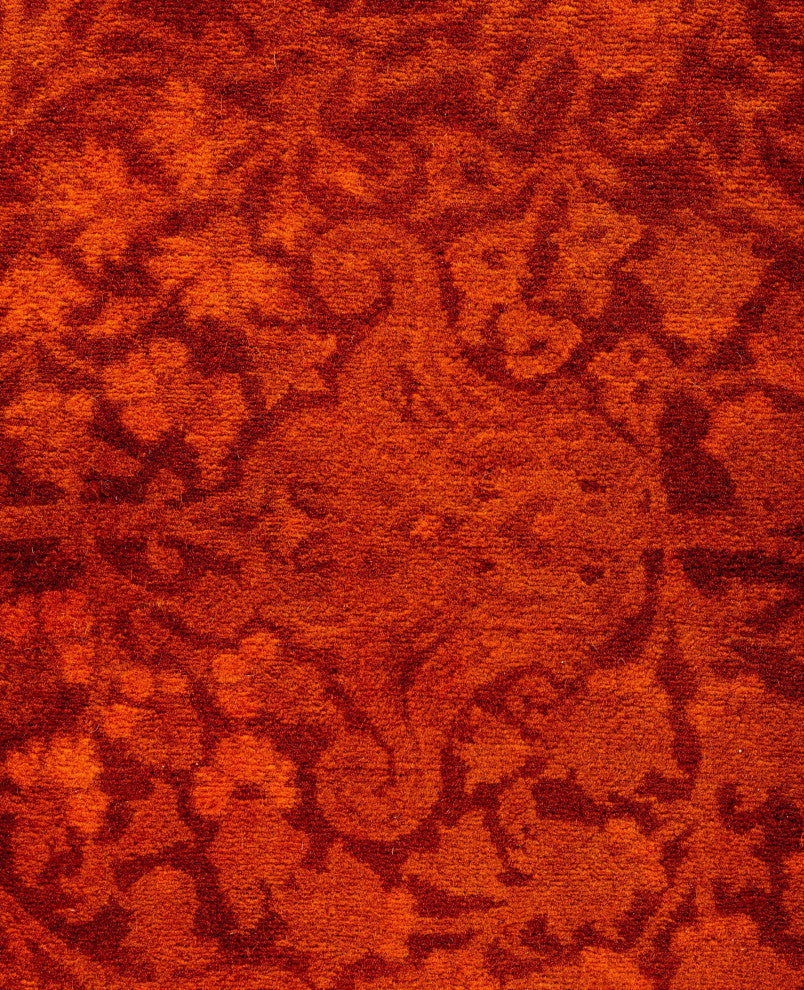 Overdyed One-of-a-Kind Hand-Knotted Area Rug Orange, 4' 2" x 6' 0"
