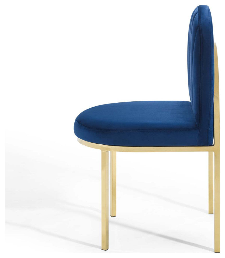 Tufted Side Dining Chair, Velvet, Gold Blue Navy, Modern, Cafe Bistro Restaurant
