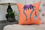 Esmerelda 26" Orange Halloween Print Decorative Throw Pillow
