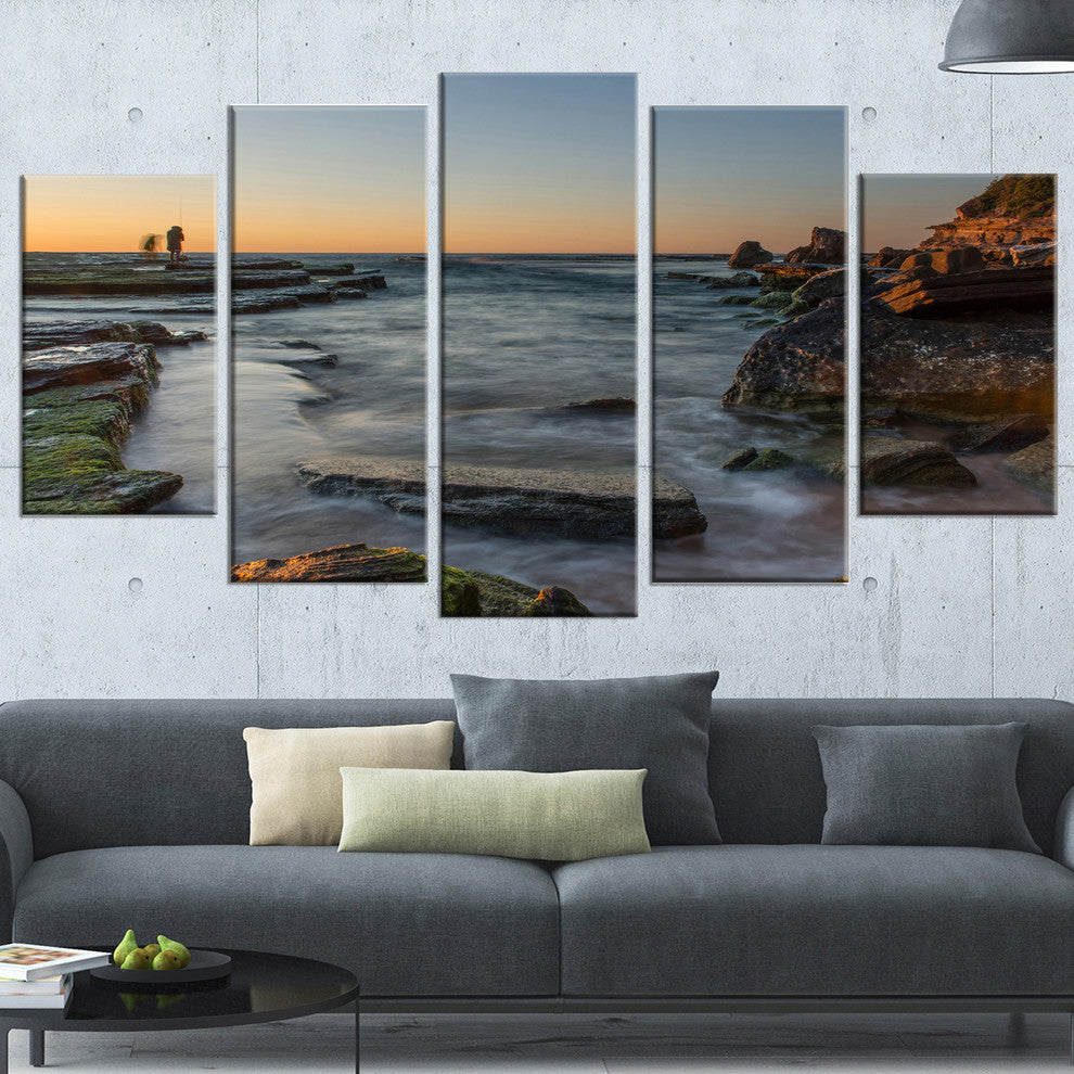 "Sydney Sunrise Over Seashore" Canvas Print, 5 Panels
