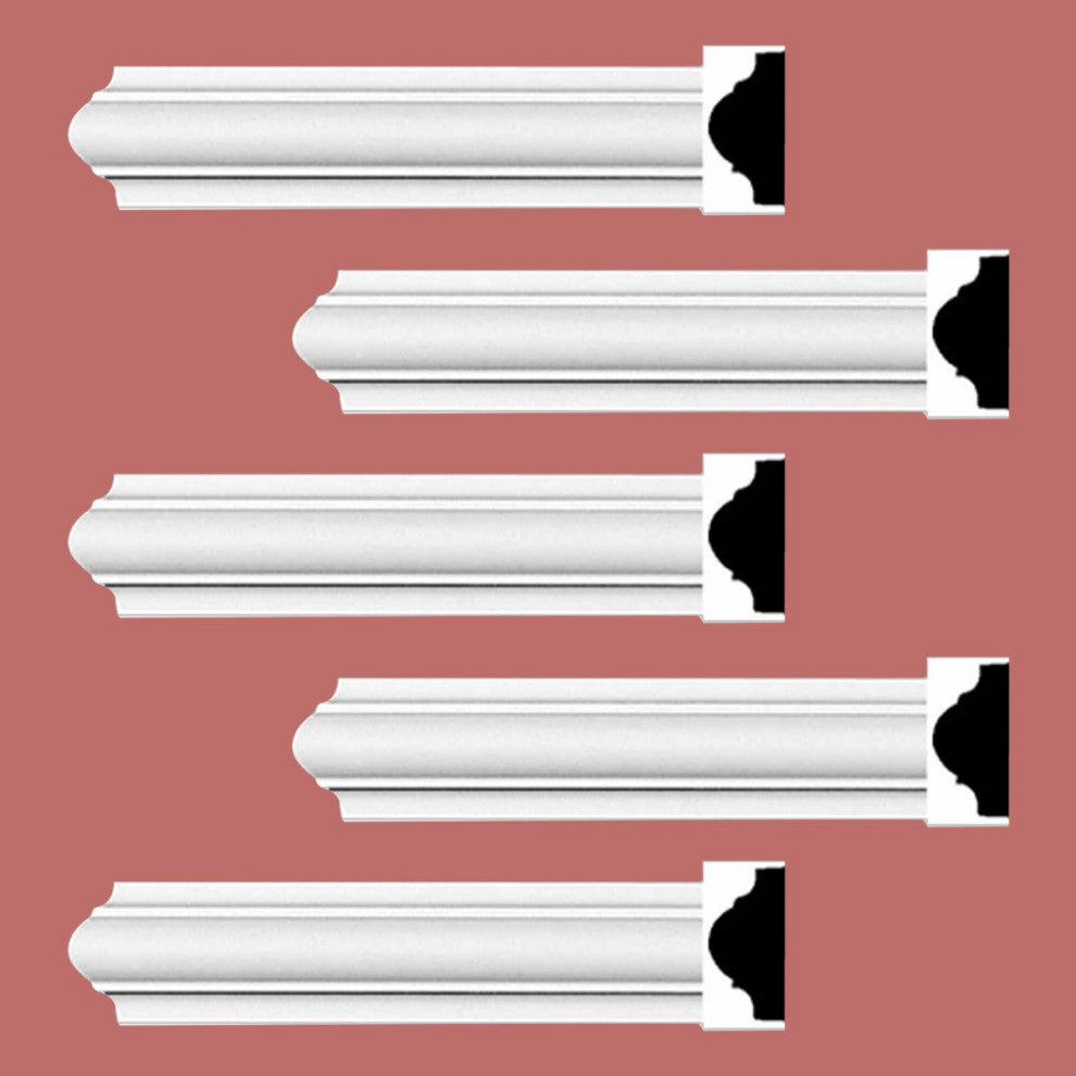 Cornice White Urethane Simple Design 5 Pieces Totaling 475" Length