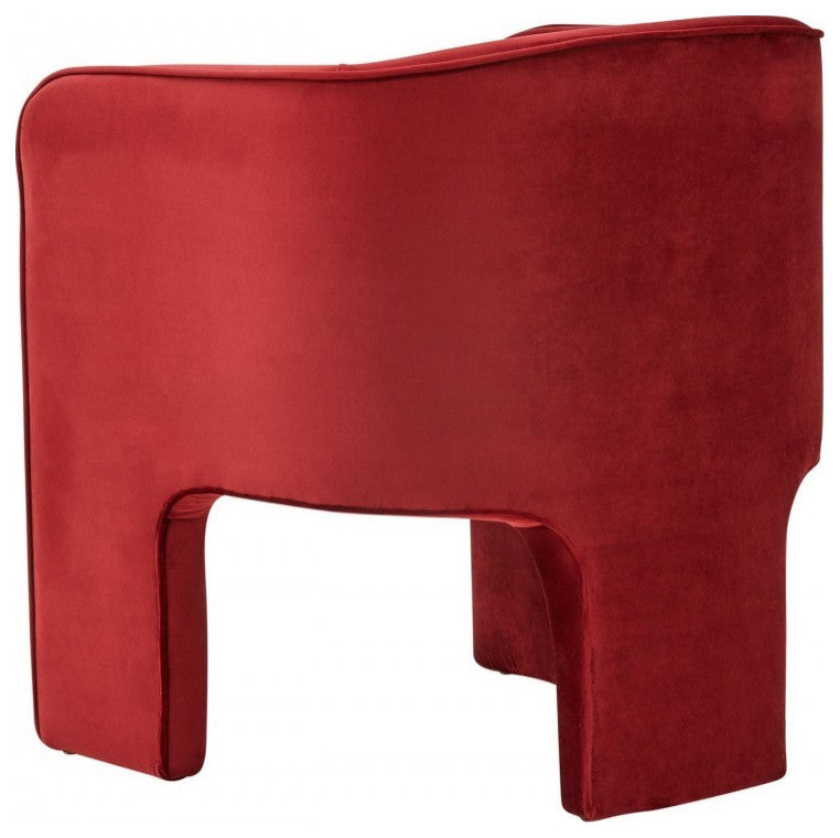 28" Contemporary Dark Burnt Orange Velvet Three Legged Chair