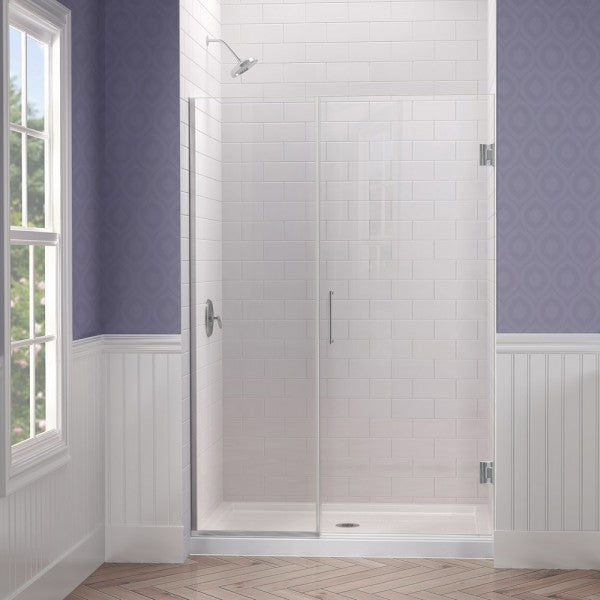 DreamLine Unidoor Plus Hinged Shower Door, Brushed Nickel, 48.5" to 49"x72"