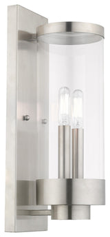 Livex Lighting Hillcrest 2 Light Brushed Nickel Outdoor Wall Lantern