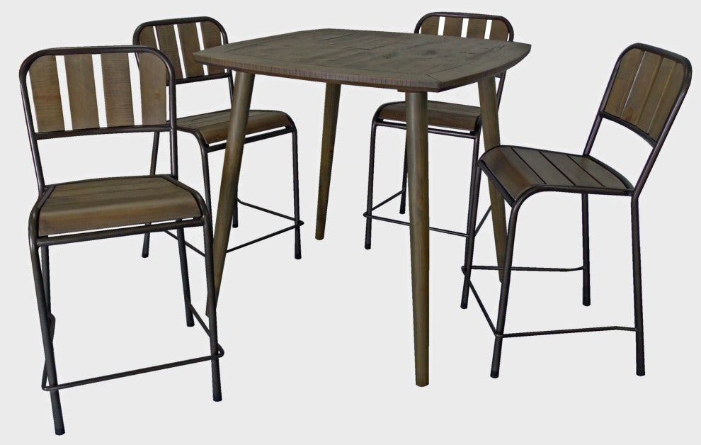 Cole Reclaimed Solid Wood Counter Chair in Brown with Black Metal Frame