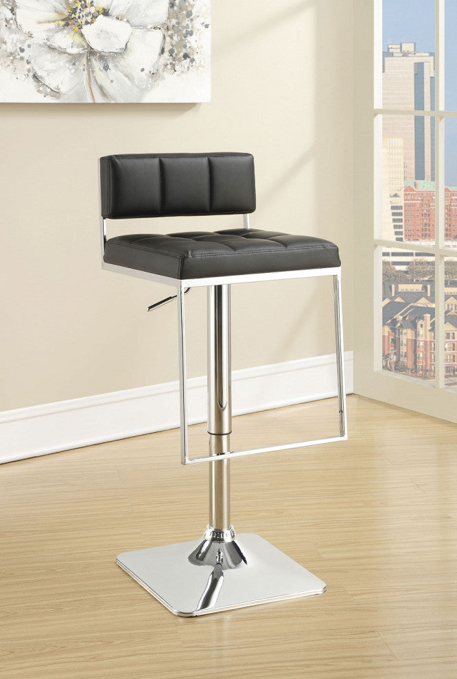 Adjustable Bar Stool, Chrome and Black