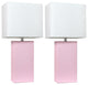 Elegant Designs Modern Leather Table Lamps, Blush Pink, Set of 2
